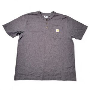 Carhartt K84 Loose Fit T-shirt Men's Large Gray Buttoned Pocket Heavyweight Tee